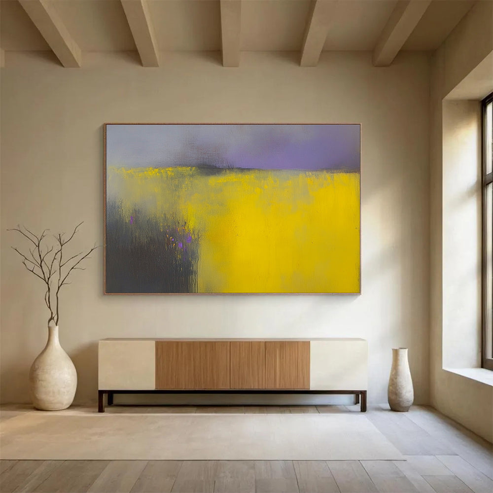 Yellow and Purple Abstract Field  Dreamy Horizon ABS066