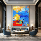 Bold Color Block Abstract Painting for Creative Workspaces HENG421