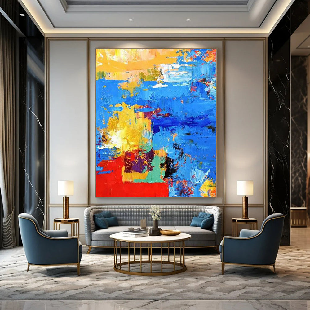 Bold Color Block Abstract Painting for Creative Workspaces HENG421