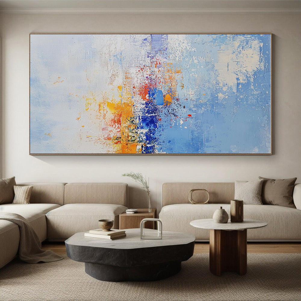 Blue - Orange Abstract Splash Painting with Vibrant Energy WINK429