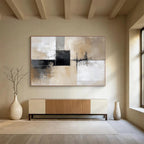 Neutral Geometric Abstract Painting with Subtle, Modern Compositions ABS527