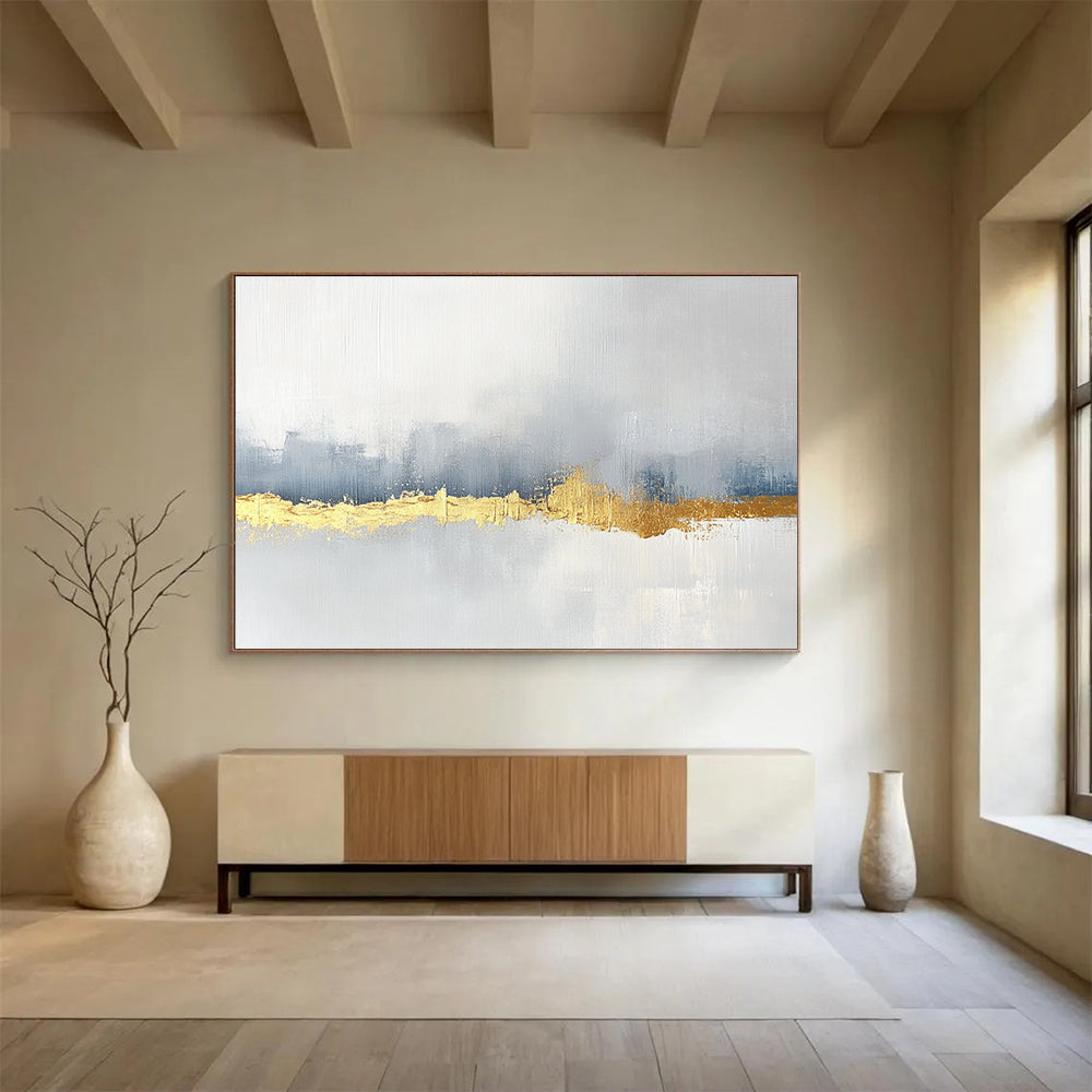 Elegant Gold - Accented Minimalist Abstract Painting with Subtle Textures ABS226