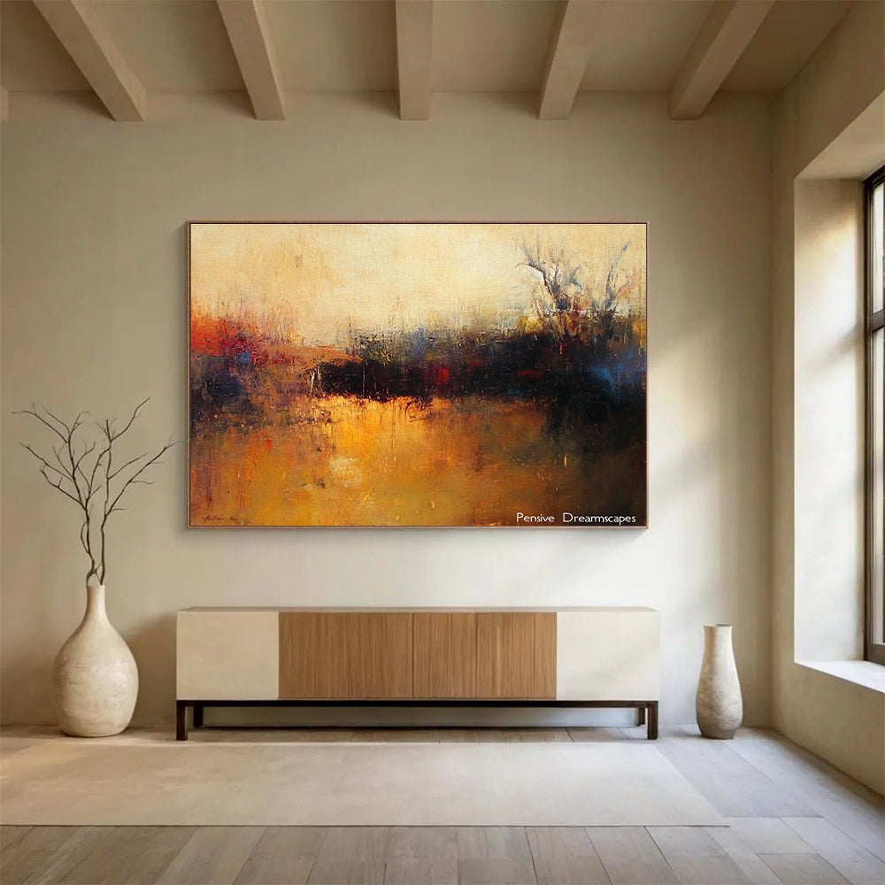 Misty Landscape Abstract Painting with Soft, Dreamy Atmospheric Layers ABS502