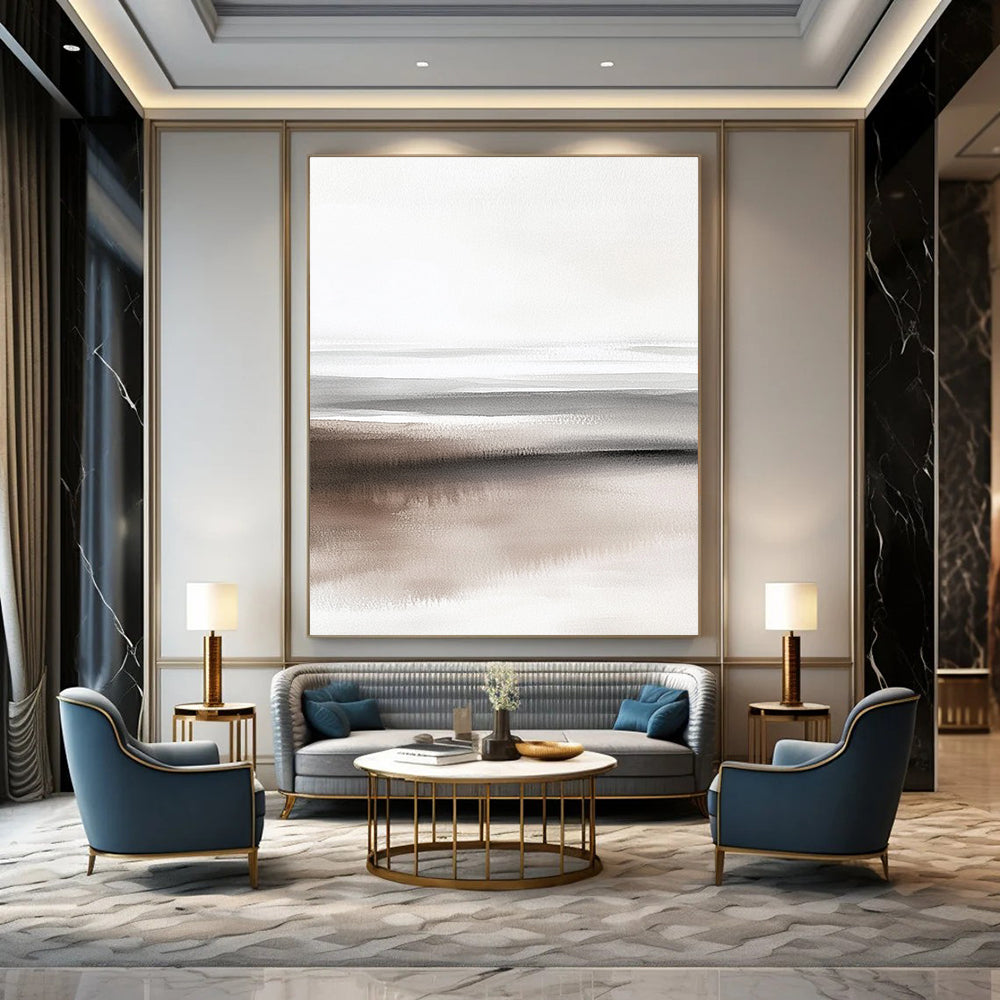 Monochrome Beach Abstract Painting for Industrial - Style Lofts GAB0983