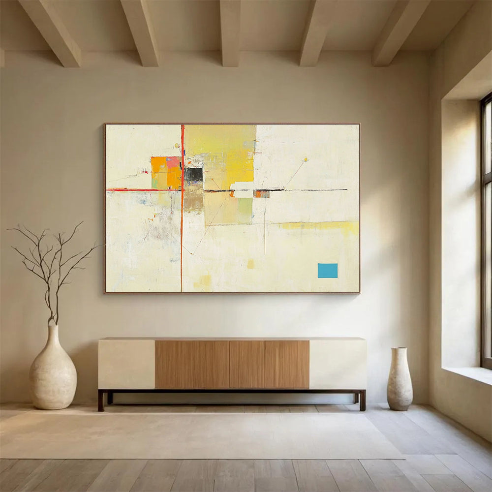 Minimalist Color Block Abstract Painting with Clean, Subtle Compositions ABS490