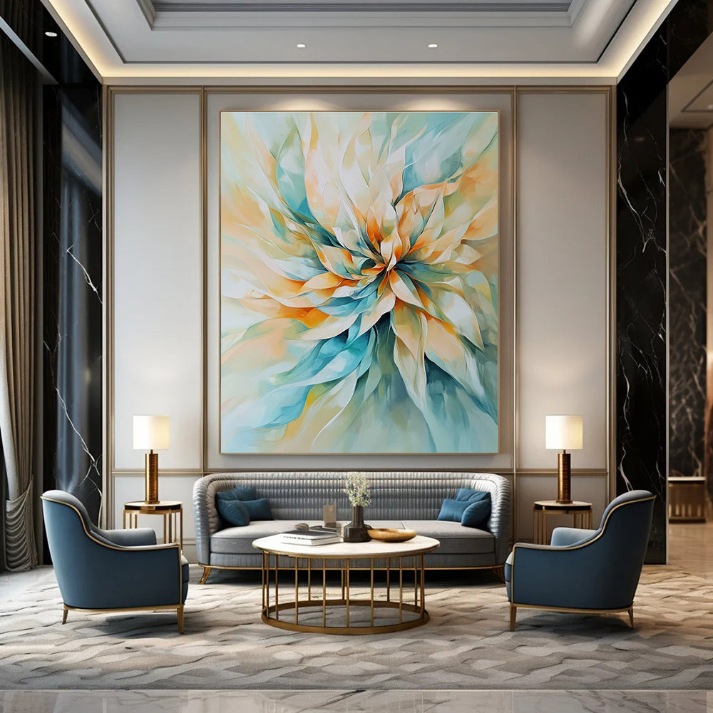 Pastel Flower Burst Abstract Painting for Charming Cafes GAB1103