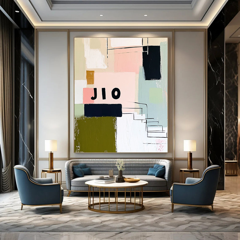 Colorful Geometric Collage Abstract Painting of Playful Diversity GAB0209