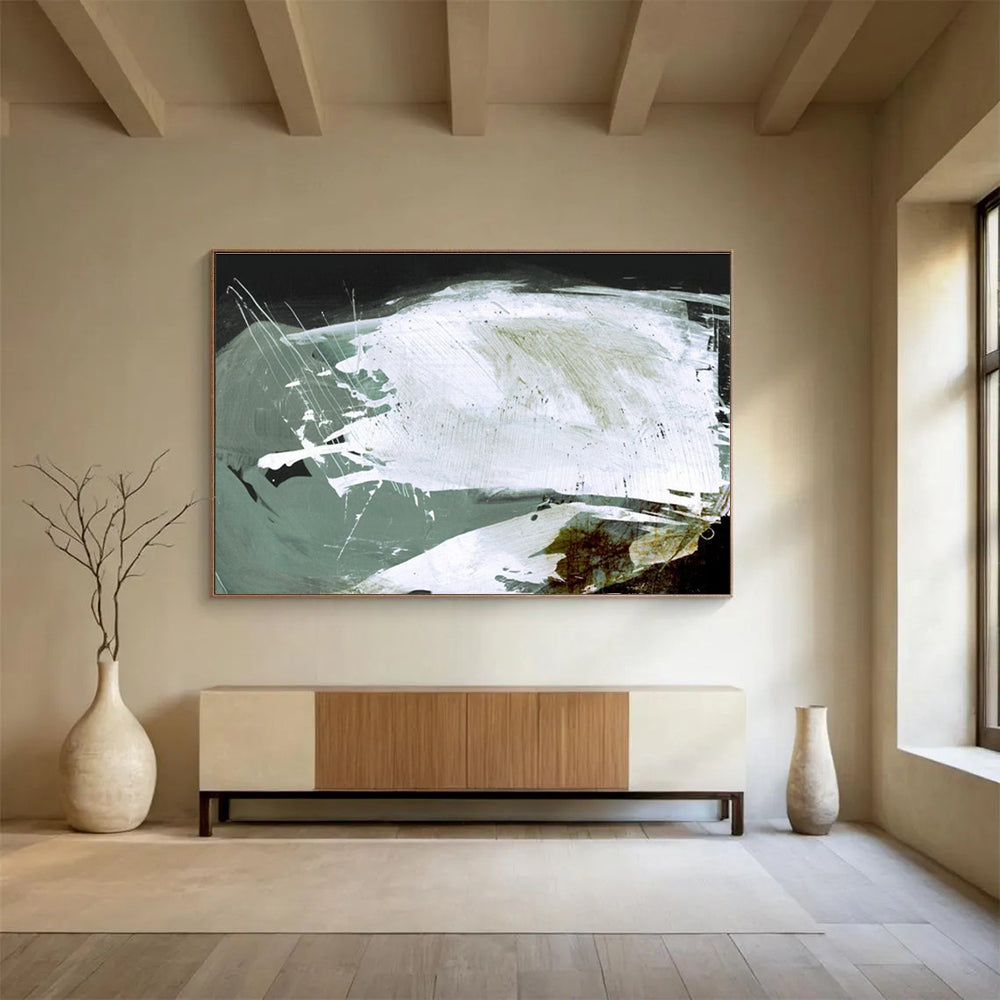 Bold White - Grey Abstract Painting for Contemporary Galleries YHT133