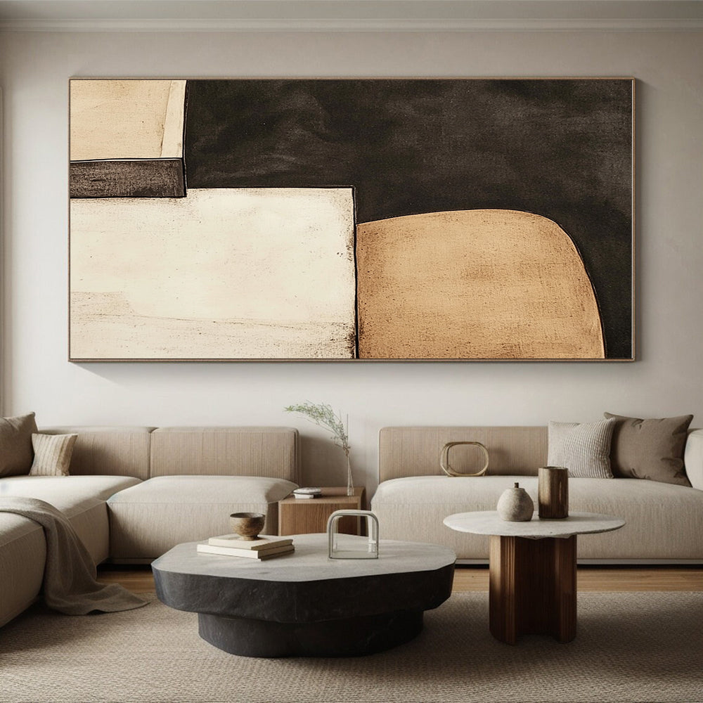 Monochromatic Geometric Shapes Abstract Painting with Timeless Simplicity WINK057