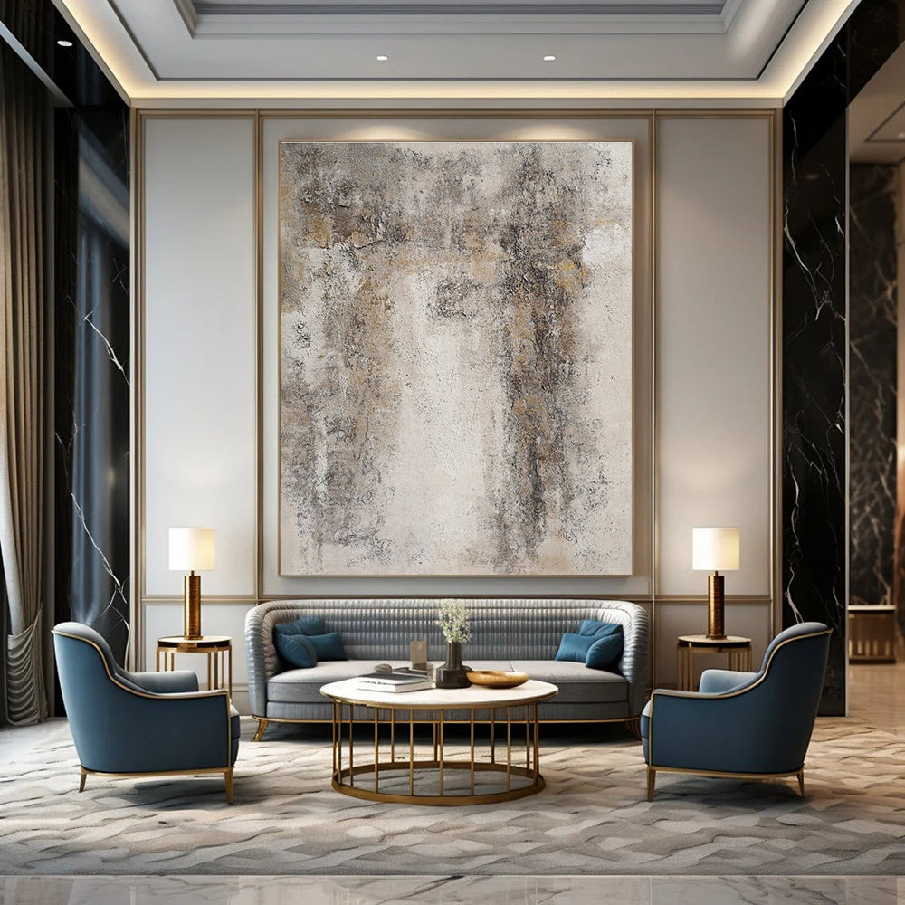 Weathered Concrete - Like Abstract in Gray and Beige Painting for Industrial - Chic Lofts HENG346