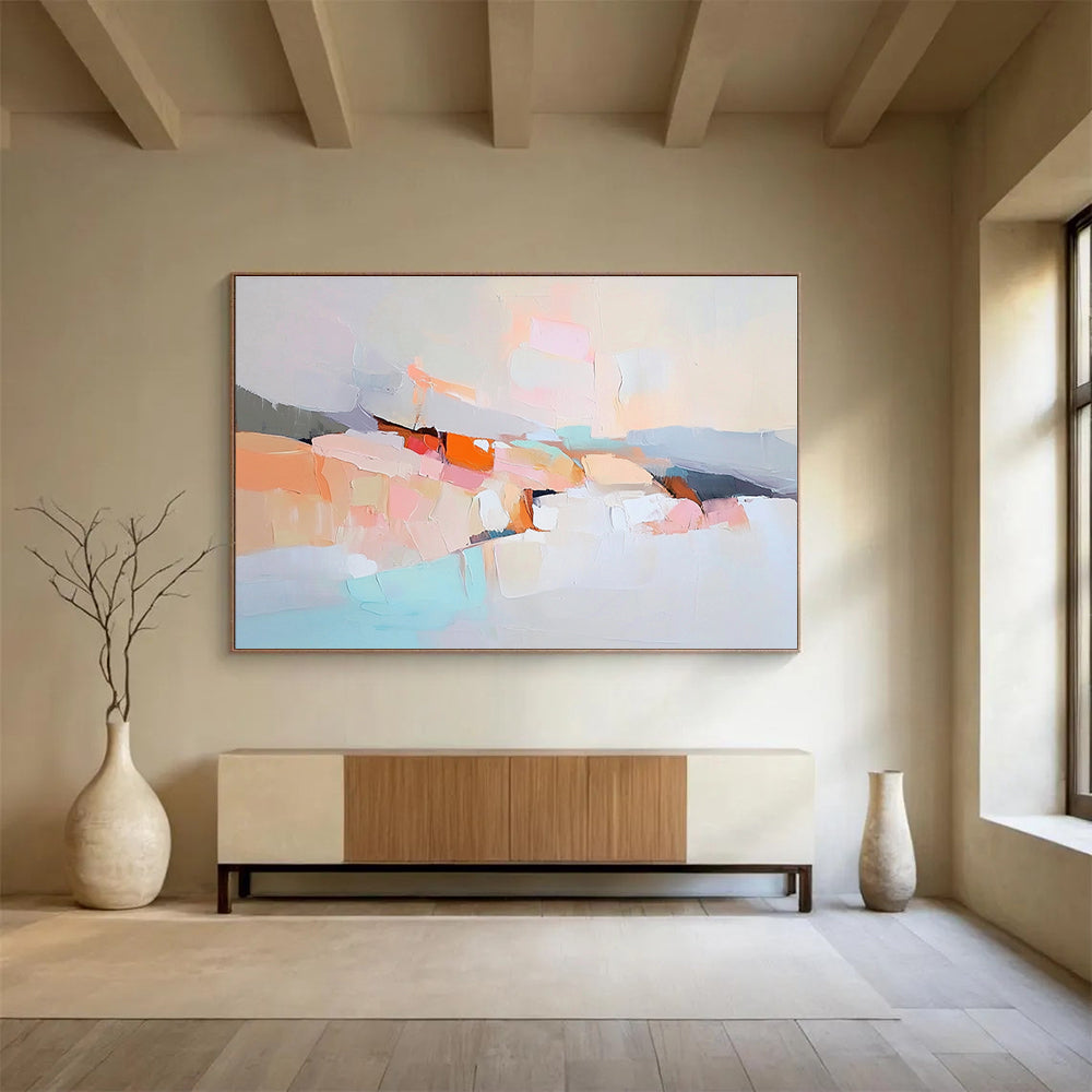 Soft Color Block Abstract Painting with Gentle, Harmonious Tones ABS511