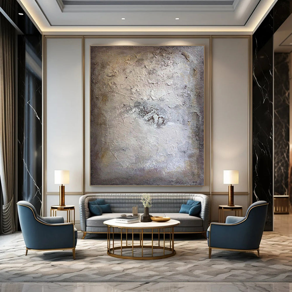 Subtle Beige - Toned Textured Canvas Painting for Timeless Decor HENG258