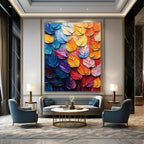 Colorful Leaf Texture Abstract Painting for Nature - Inspired Studies HENG424