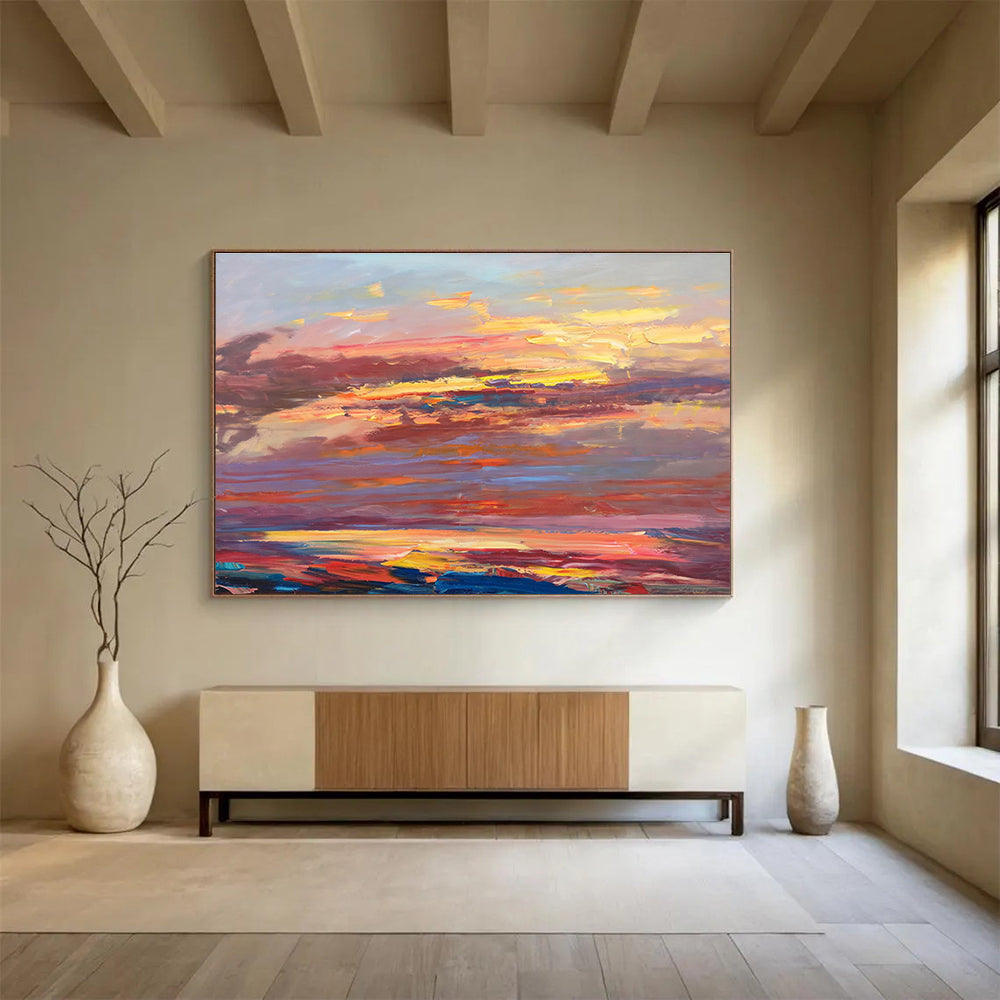 Sunset Sky Abstract Painting for Rooftop Bar Lounges YHT444