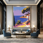 Coastal Path with Houses - Bold Colorist Seascape Art GAB0389
