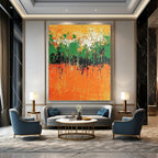 Orange Green Abstract - Energetic Abstract Painting GAB0637