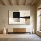 Black - White - Orange Abstract  Subtle Pop of Color ABS096