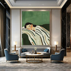 Sleeping Woman on Sofa - Serene Figurative Abstract Painting GAB0423