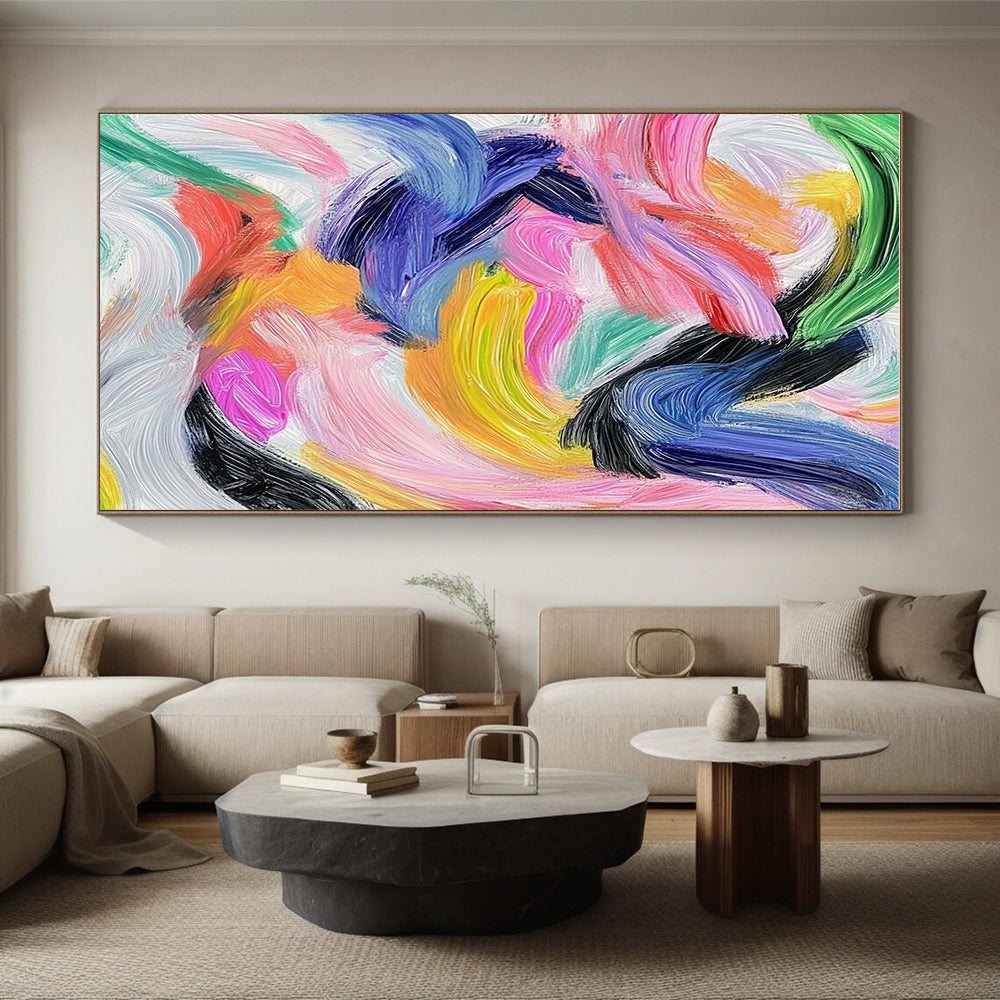 Colorful Swirling Strokes Abstract Painting with Vibrant Energy WINK231