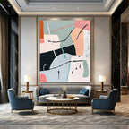 Pastel Geometric Abstract Painting for Scandinavian - Inspired Nurseries GAB1156