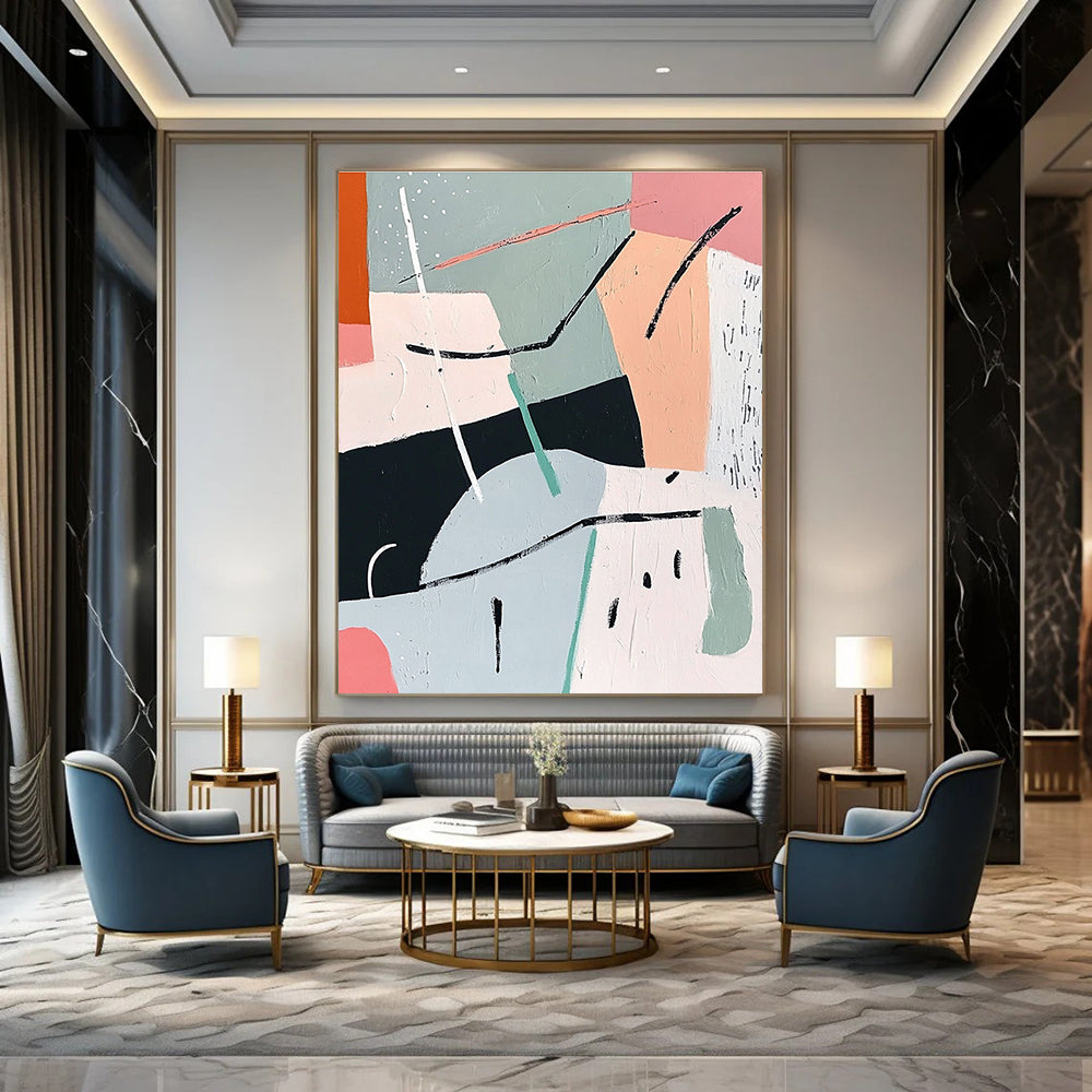 Pastel Geometric Abstract Painting for Scandinavian - Inspired Nurseries GAB1156