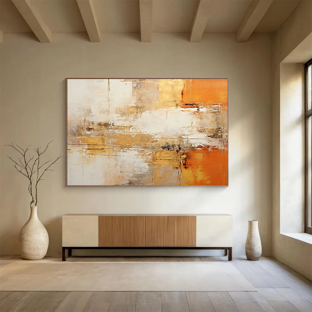 Warm Tones Abstract Painting for Inviting Interiors YHT095