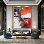 Vibrant Red and Orange Abstract Energetic Abstract Painting for Bold Interiors GAB1401
