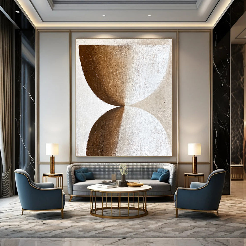 Brown and White Hourglass Shapes - Minimalist Geometric Art GAB0400