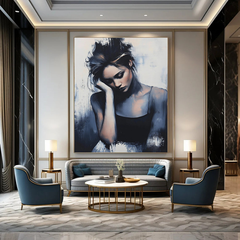 Pensive Woman Portrait - Emotional Figurative Abstract Painting GAB0425