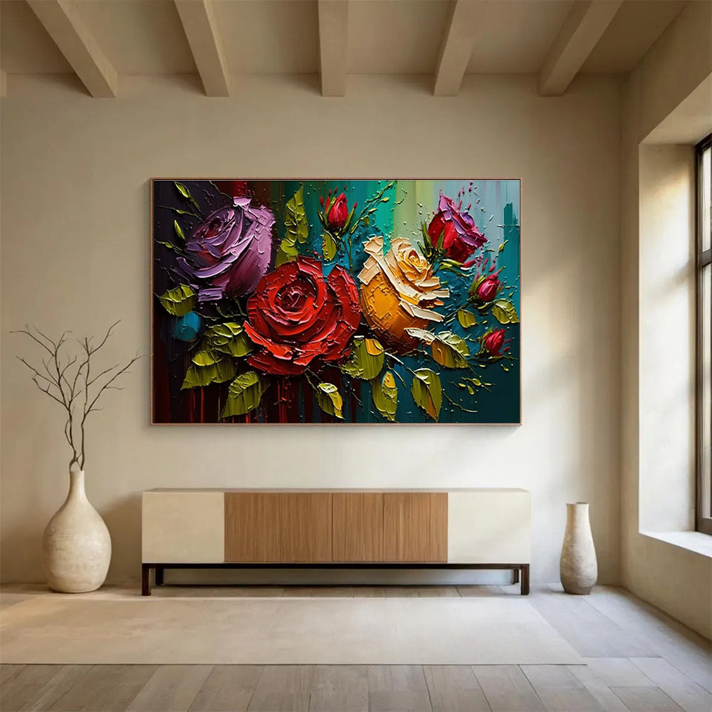 Textured Rose Dream Abstract Painting for Romantic Bedroom Retreats YHT303