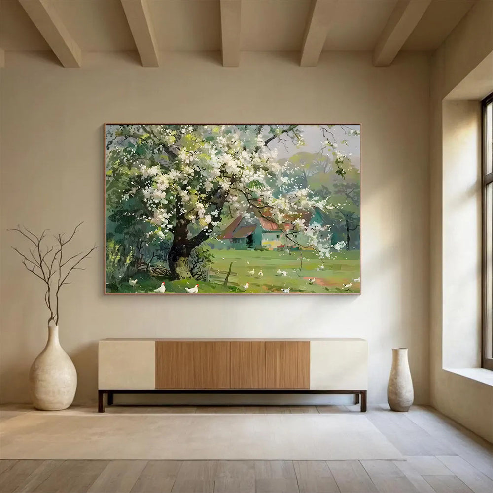 Spring Farmhouse Abstract Painting for Rustic Kitchen Decor YHT215