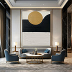 Minimalist Sun and Mountain Abstract Painting for Zen - Inspired Home Offices GAB0943