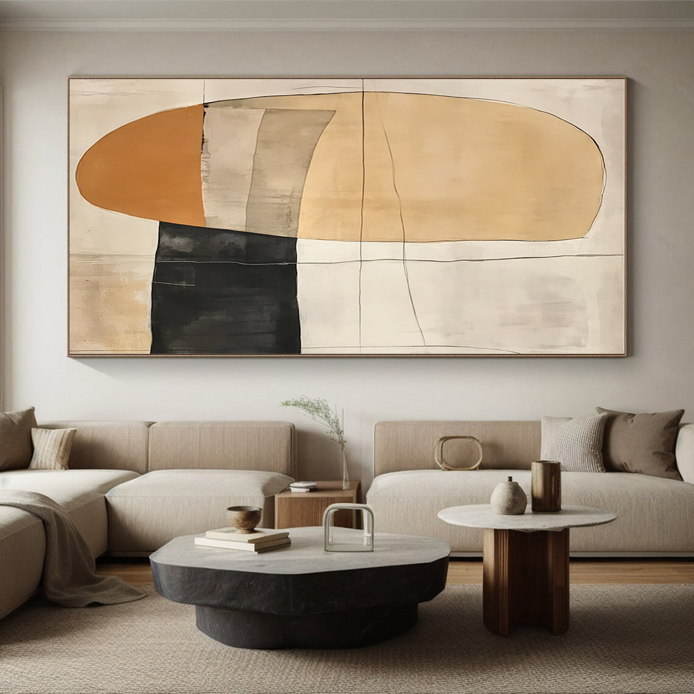 Layered Neutral Geometric Forms Abstract Painting with Subtle Depth WINK226