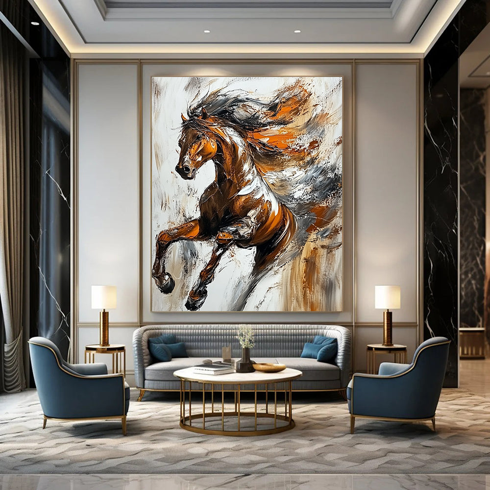 Galloping Horse Dynamic Abstract Painting for Energetic Interiors GAB1414