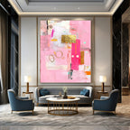 Pink Collage Art Vibrant Mixed - Media Abstract Painting GAB0320