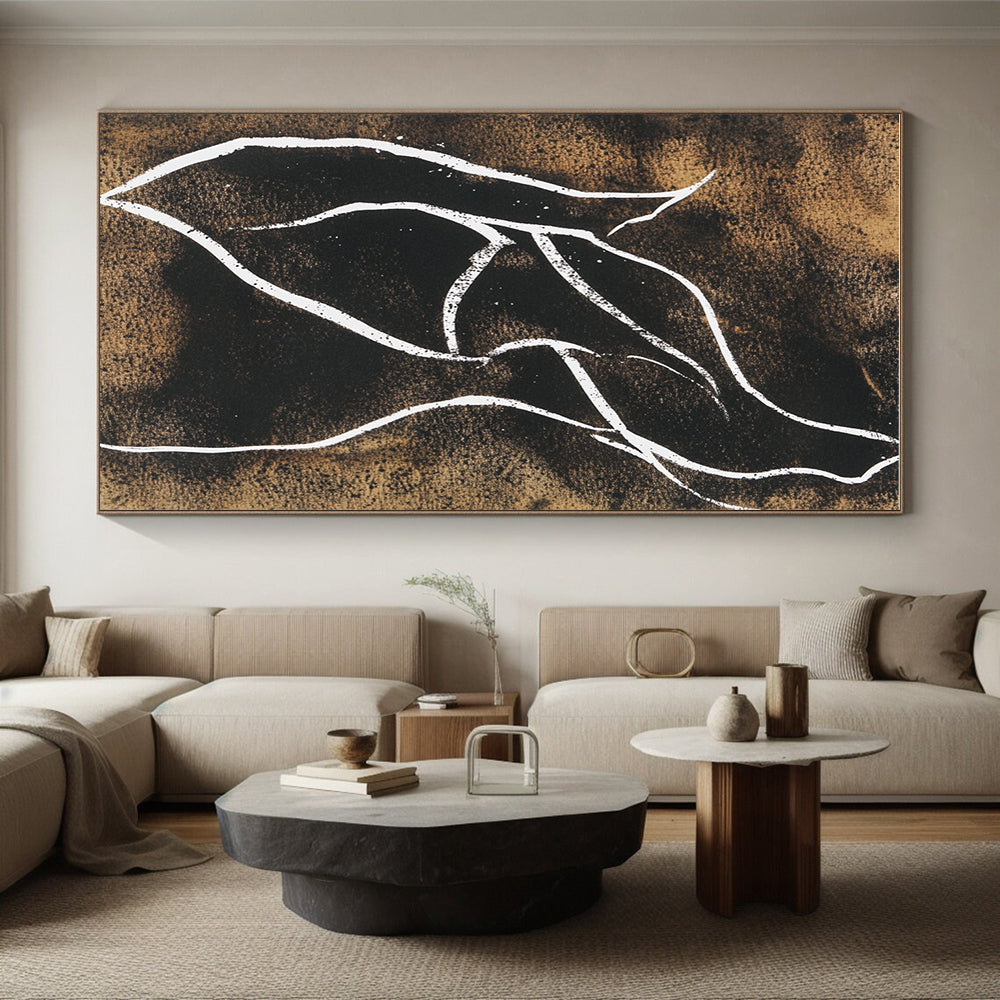 Black and White Line Abstract Painting with Minimalist Grace WINK304