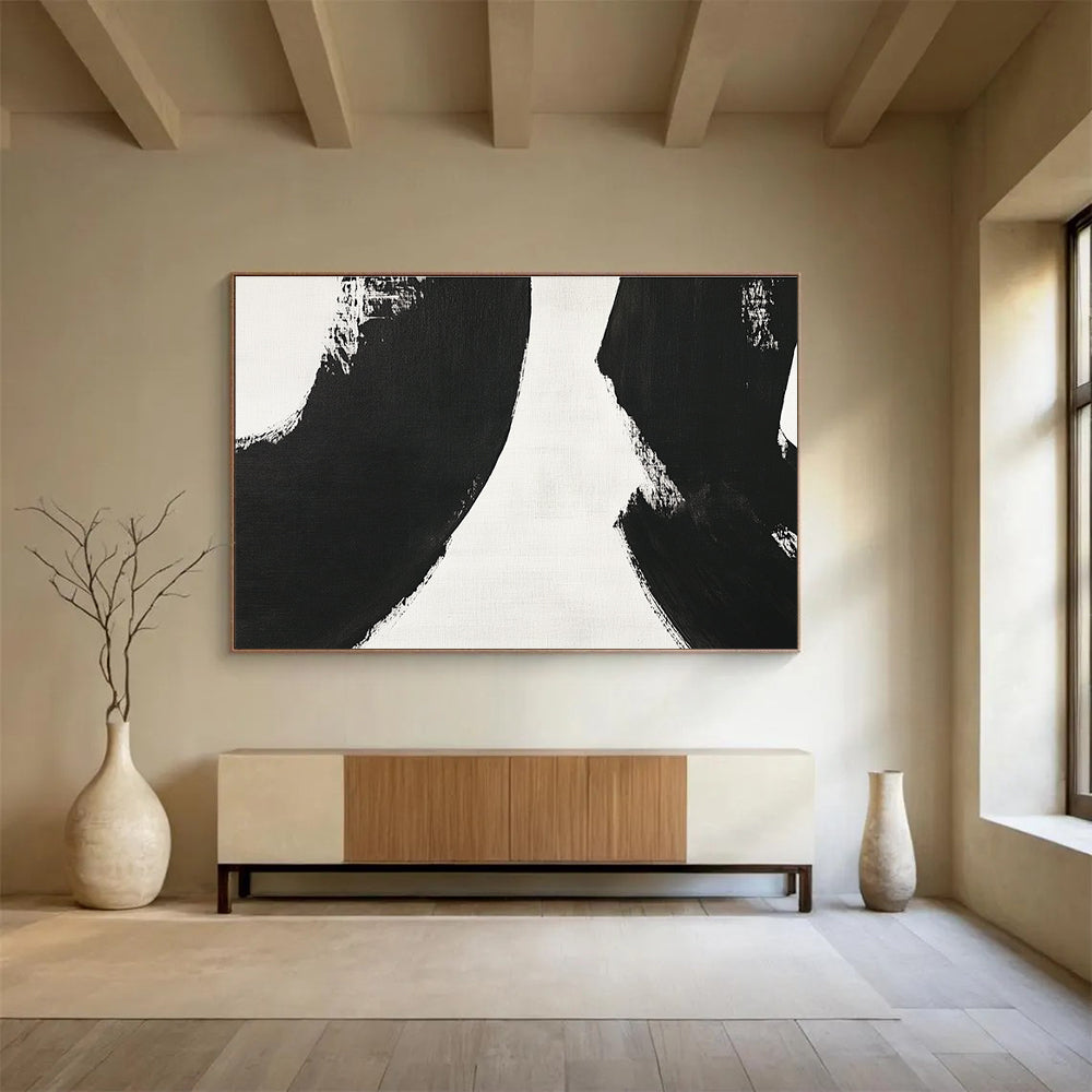 Black - White Abstract Forms  Minimalist Drama ABS031