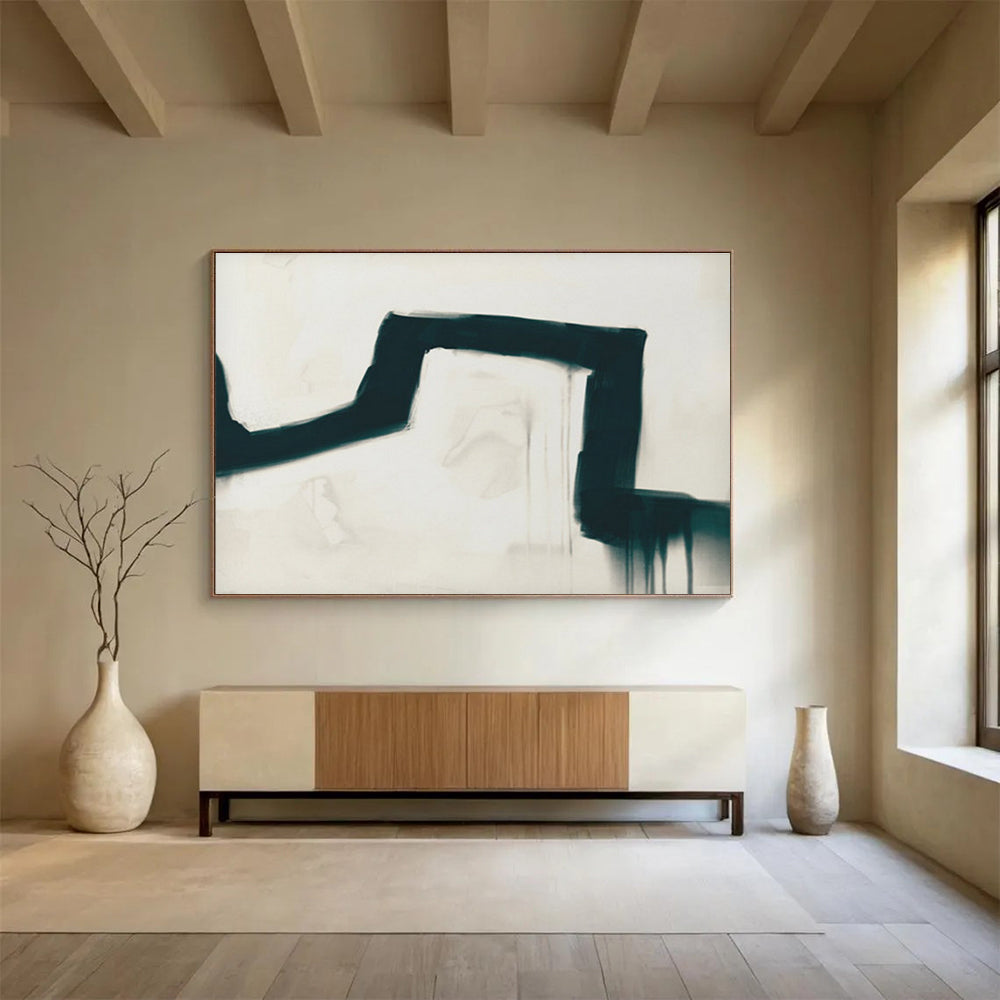 Black - White Drip Abstract Painting for Edgy Galleries YHT115