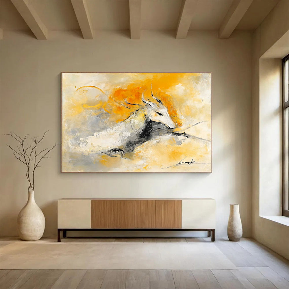 Mythical Creature Abstract Painting with Ethereal, Imaginative Presence ABS499