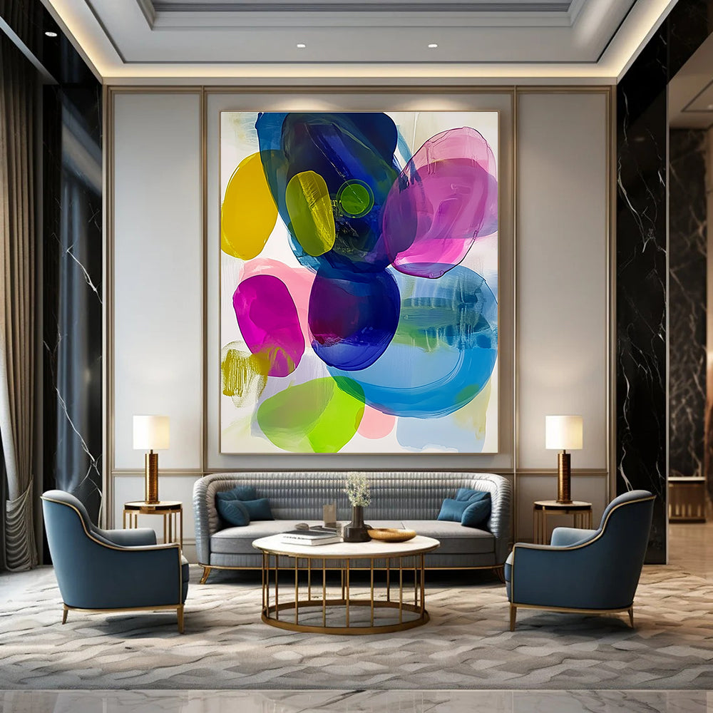 Colorful Transparent Shapes Abstract Painting for Creative Studios GAB0772