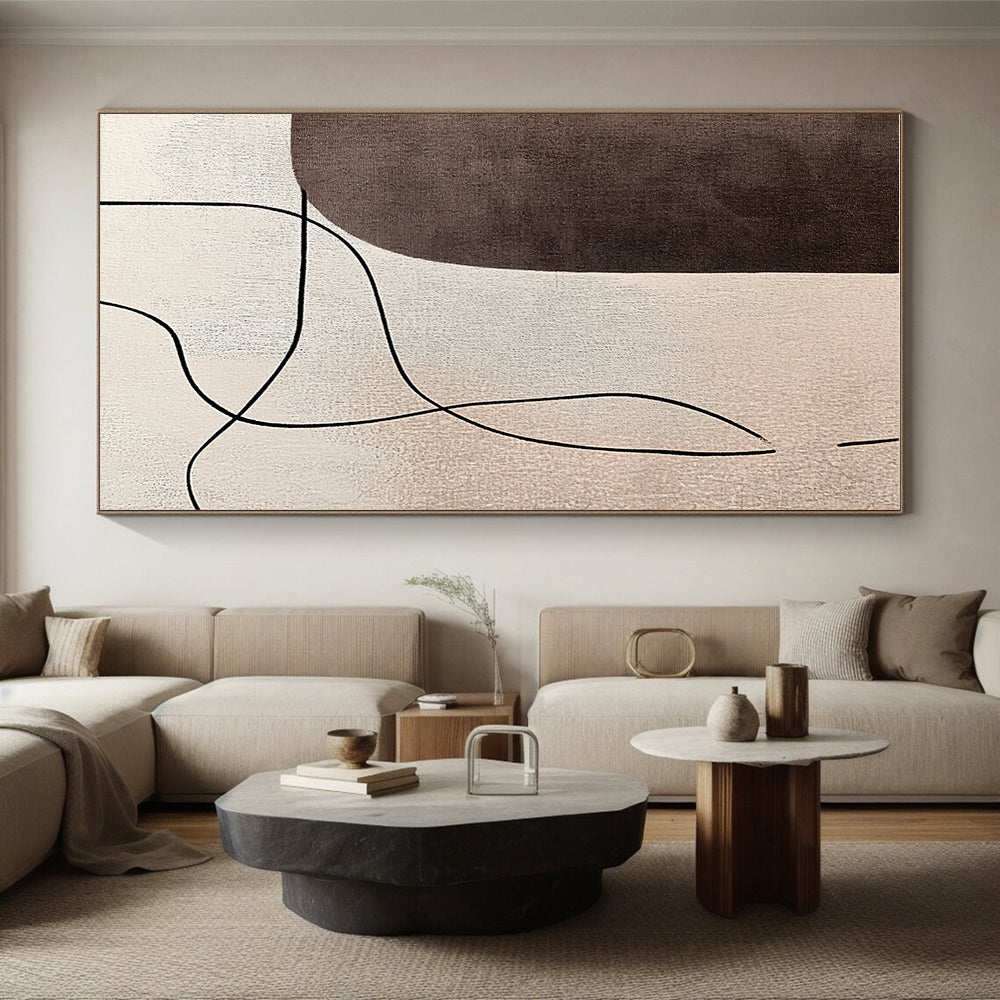 Curved Lines on Neutral Abstract Painting with Gentle Flow WINK181