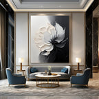 Black and White Flower Abstract Painting for Monochrome - Themed Studies GAB0999