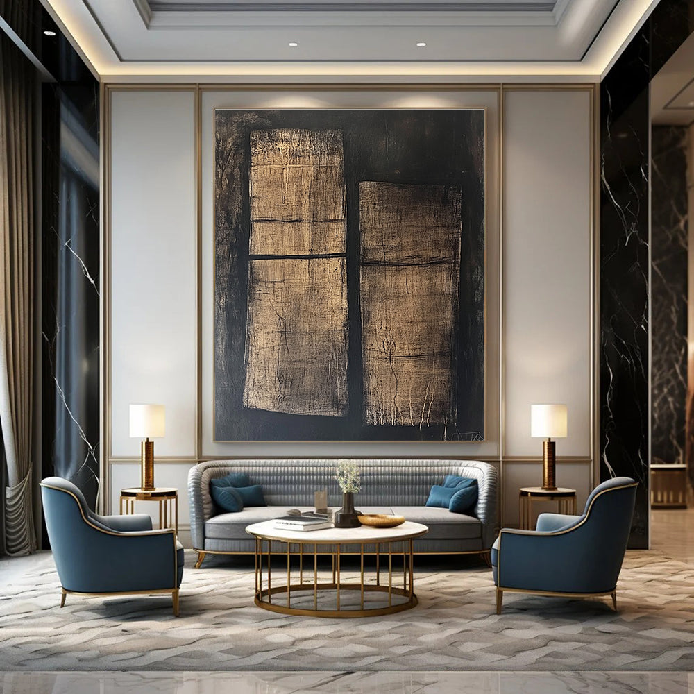 Textured Dark Abstract Painting for Industrial - Style Home Theaters GAB1176