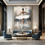Ballerina in White Tutu Graceful Abstract Painting for Art - Loving Spaces GAB1422