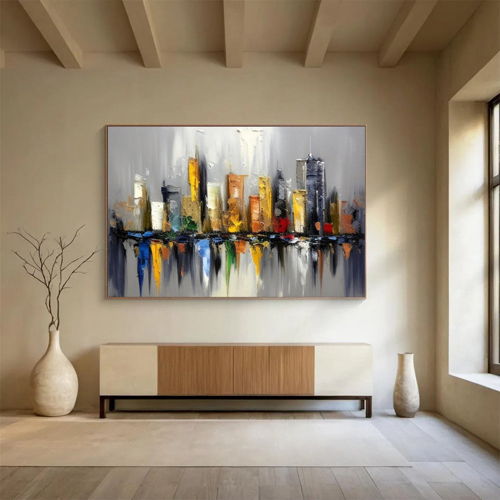 Colorful Cityscape Abstract Painting for Urban Lofts YHT066