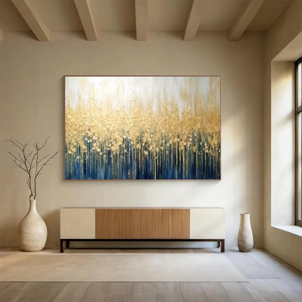 Golden Forest Silhouette Abstract Painting for Luxe Interiors YHT051