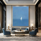 Solitary Sailboat at Sea Serene Maritime Abstract Painting GAB0236
