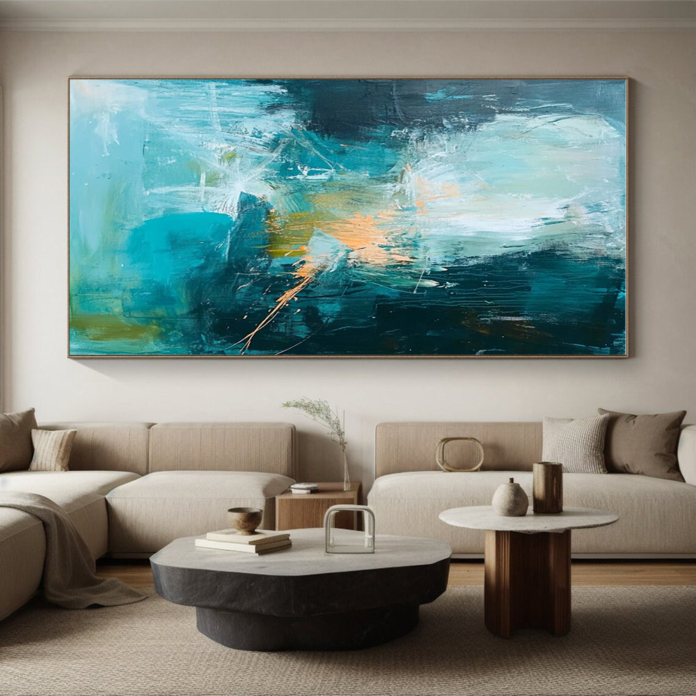 Teal Orange Abstract Painting with Dynamic Contrast WINK588