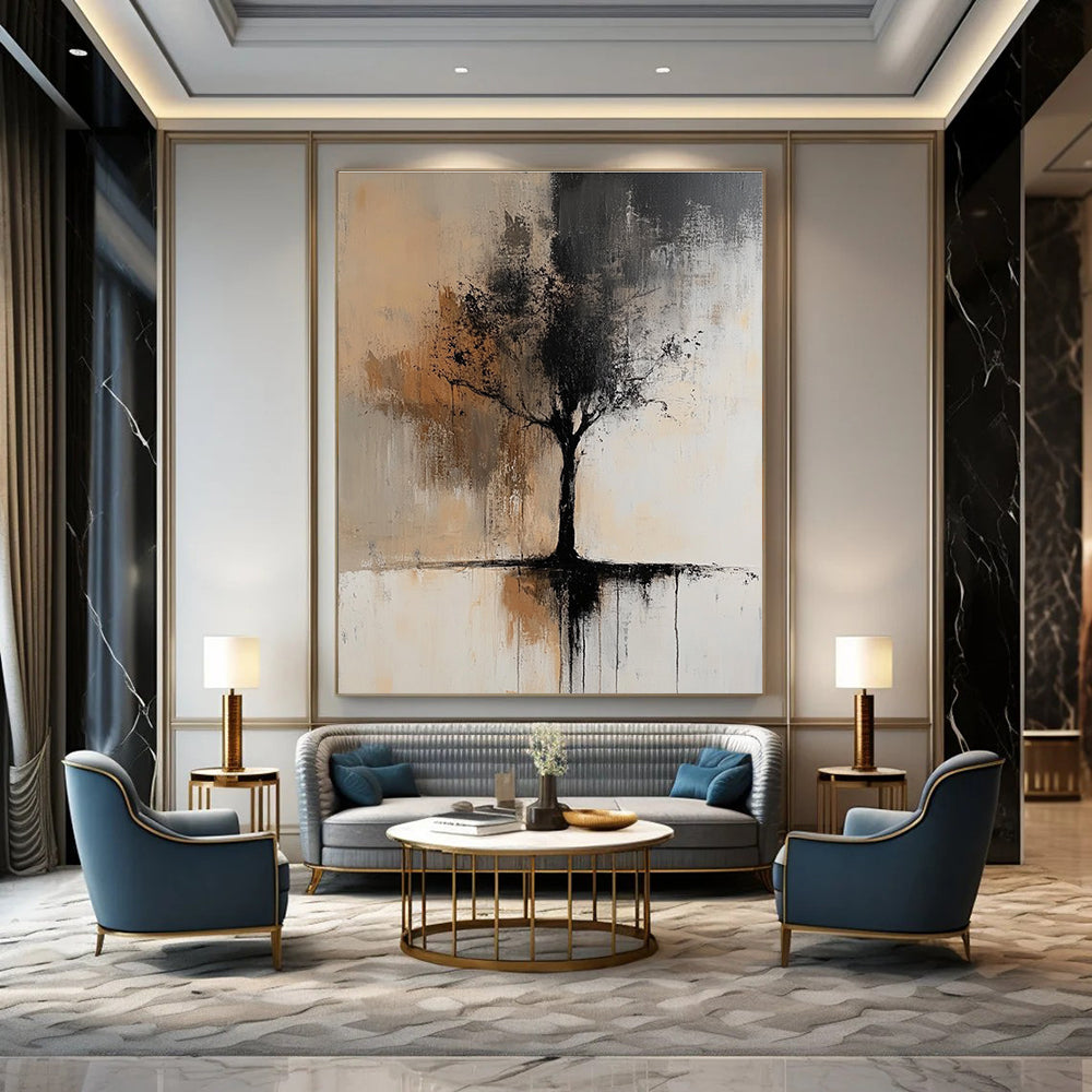 Black and Brown Tree Abstract Painting for Nature - Loving Studies GAB0978