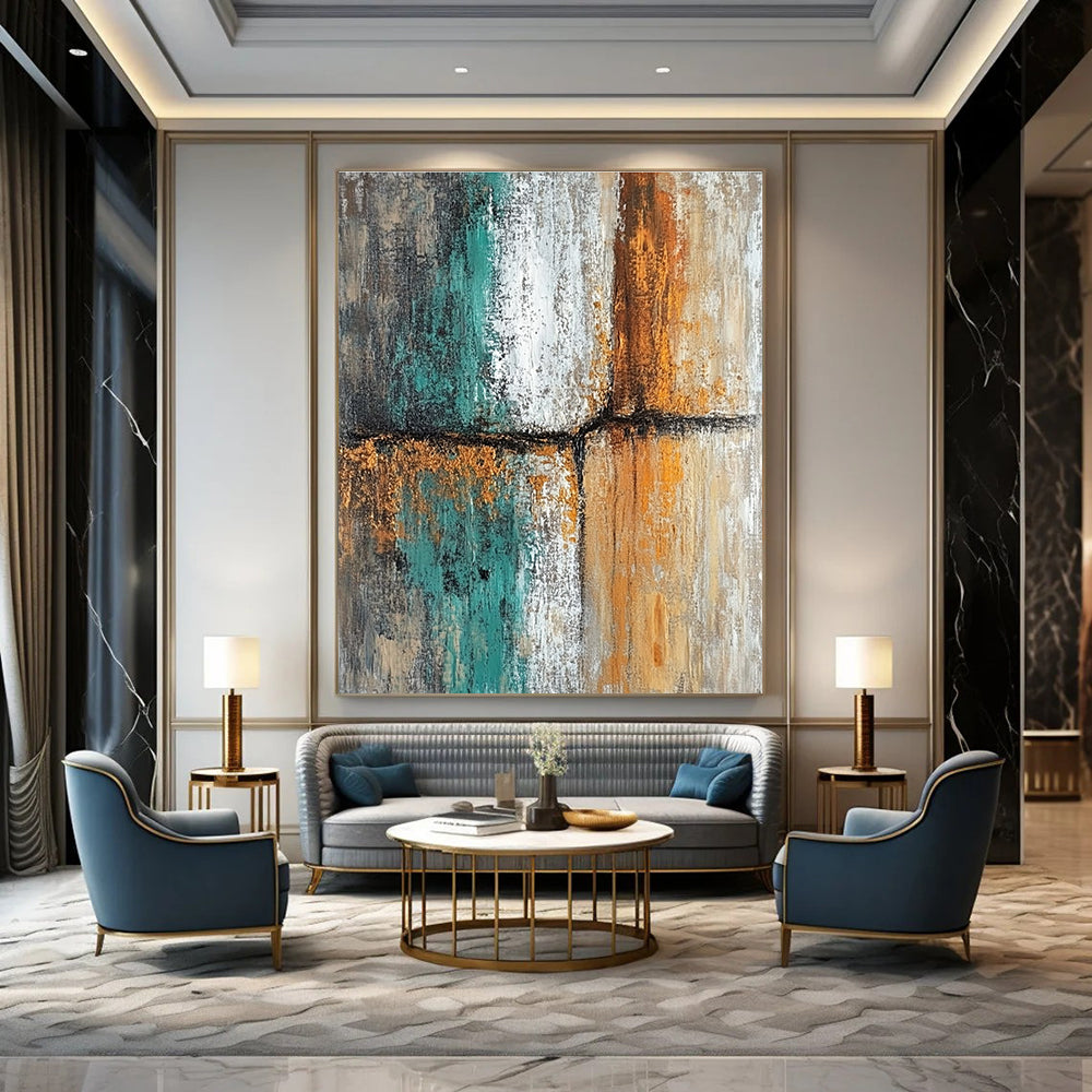 Textured Color Block Abstract Painting for Industrial - Style Lofts GAB1250
